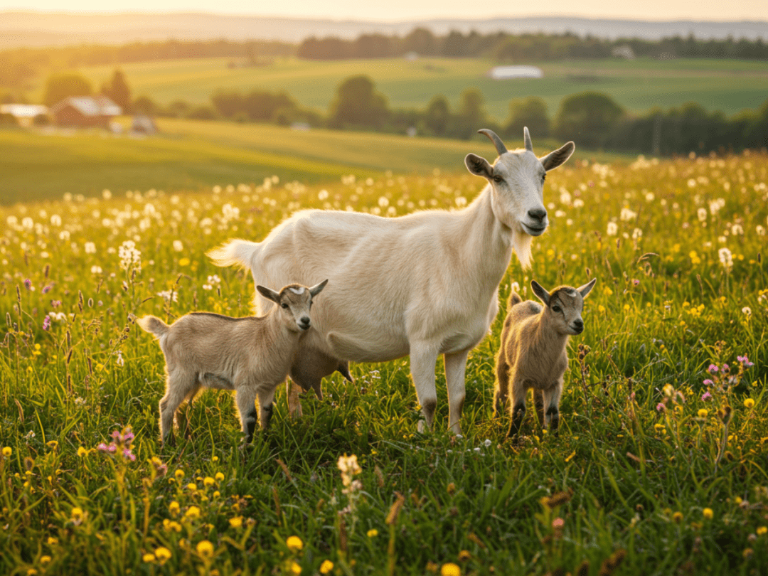 mama and baby goats